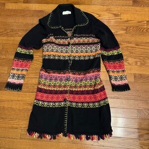 Susan Bristol Vintage Bright Coloured Long Cardigan Sweater stripped Unk…